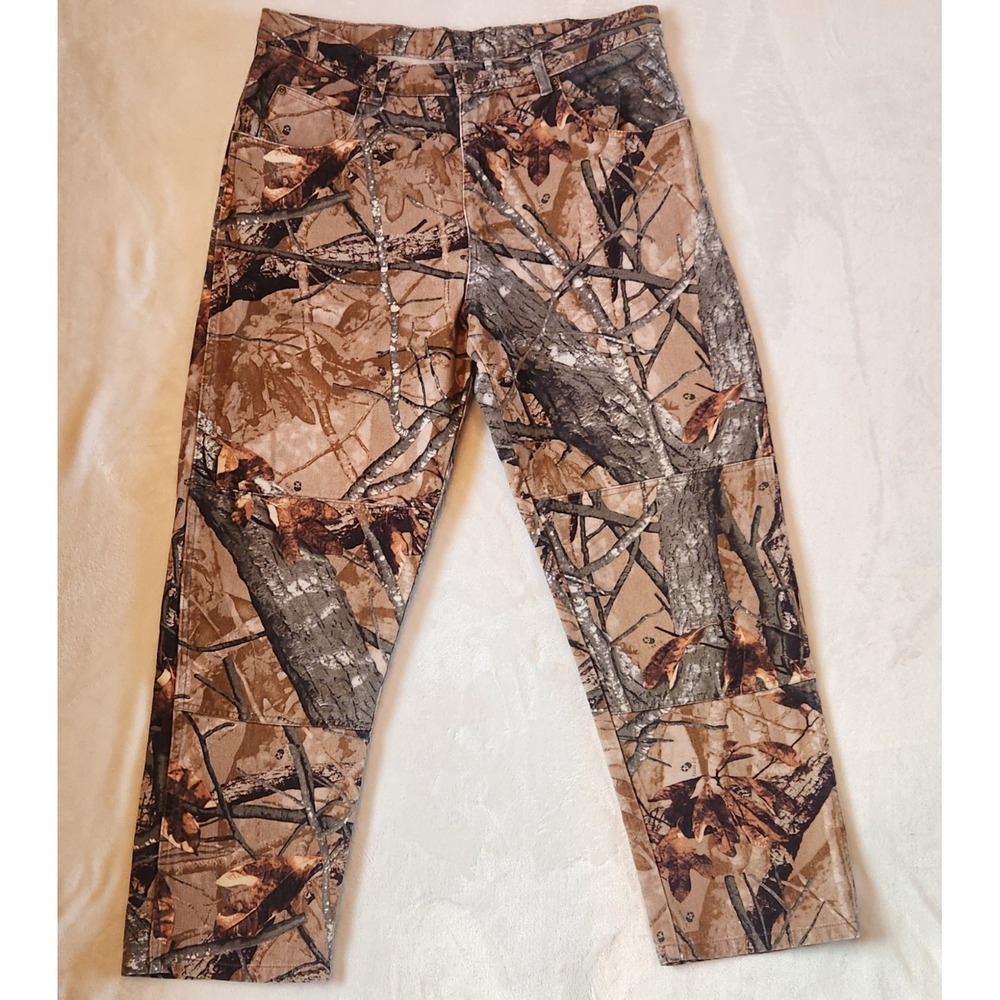 VTG  Wrangler 36 X 30 Mossy Oak Camo Double Knee Jeans Hunting Pants USA Y2K